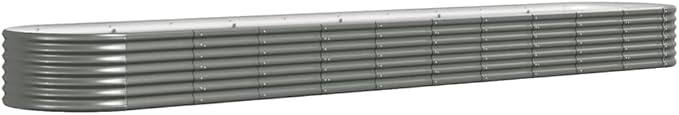 Garden Raised BedFreestanding PlantersMultifunctional High BedsBalcony Planter BoxPlant Privacy FencePatio Raised Bedsfor VegetablesFlowersPowder-Coated Steel 173.2x31.5x14.2 Gray