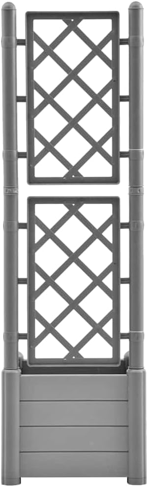 Large Garden Planter Stone Gray Polypropylene 7.9 Gallon Square Outdoor Planter with Trellis Weather Resistant for Patio Deck Balcony