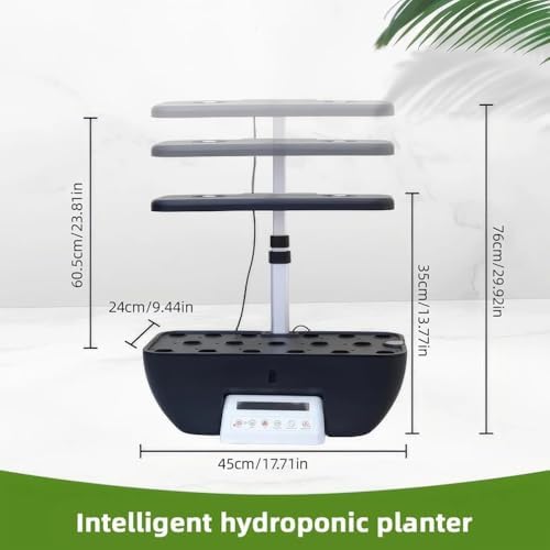 Indoor Hydroponics Growing - 17-Hole Plant Germination Kit with Pump Removable Water Tank LED Grow Light and LCD Touch Panel for Home Kitchen Gardening