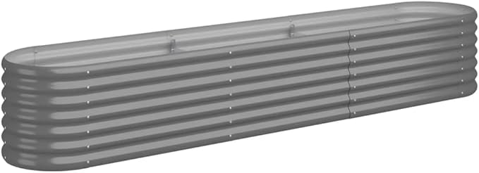 Large Garden Raised Bed - Metal Planters for Outdoor Flower &amp Vegetable Steel Box Durable &amp Powder-Coated Galvanized Gray