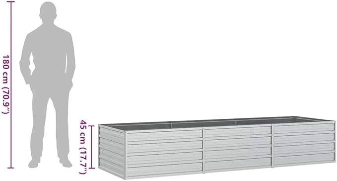 Garden Raised Bed Silver Galvanized Steel Large 94.5x31.5x17.7 Inch Outdoor Planter for Vegetables Herbs Flowers Modern Design