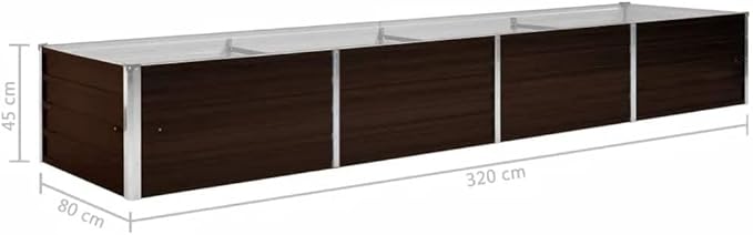 Rectangular Galvanized Steel Raised Garden Bed Brown 126x31.5x17.7 inches Outdoor Planter Box for Vegetables Flowers Gardening