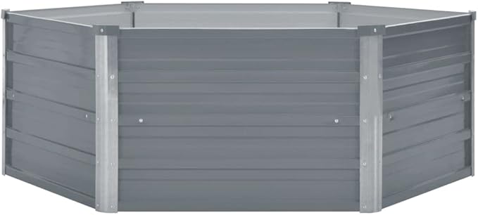 Hexagonal Raised Garden Bed Grey Galvanized Steel Planter 50.8x50.8x18.1 Inch Outdoor Planting Box for Vegetables Flowers Herbs