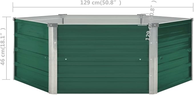 Raised Garden Planter Raised bedsGalvanized PlanterFlower BedTroughMetal PlanterRaised Garden BedBed 50.8x50.8x18.1 Galvanized Steel Green