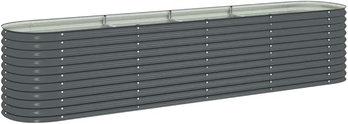 Raised Garden Bed 157.5x31.5x31.9 Galvanized Steel Gray Elevated Outdoor Planter Box for Vegetables Flowers Herbs and Garden Beds