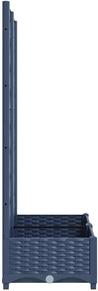 Garden Planter Blue Grey Polypropylene Large Planters 31.5x15.7x47.8 Inch Raised Garden Bed with Trellis for Outdoor Plants Balcony Patio
