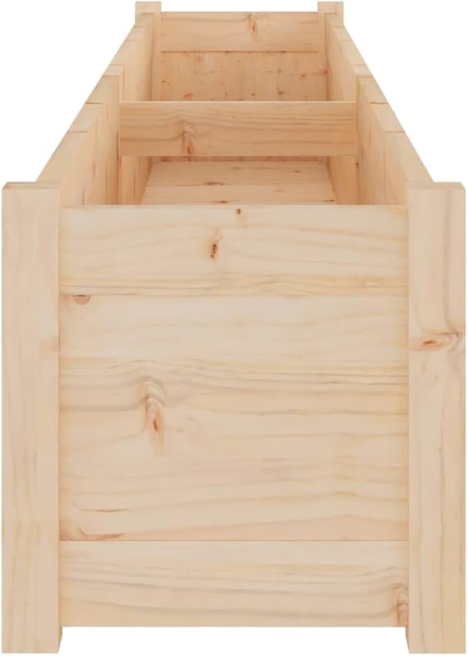 Large Natural Planter Set of 2 Solid Pine Wood Planters for Raised Garden Bed Galvanized Steel Grid - Durable Cages for Fencing