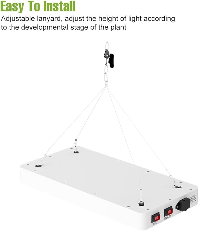 500W Equivalent Led Green Plant Lights 100-277V Indoor Grow Lights Sunlight Full Spectrum Panel Light Bloom/Veg 2Modes Dimming Greenhouse Tent Hydroponic Yard Garden 110V Red Blue Plant Fill Lighting