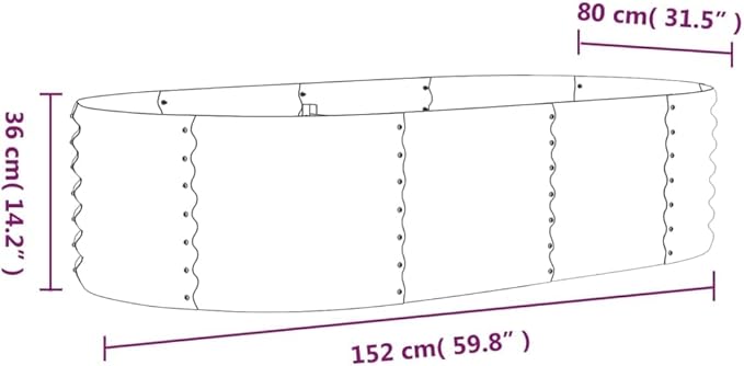 SKM Garden Raised Bed Powder-Coated Steel 59.8x31.5x14.2 Silver (5.96 KG/13.112 LBS)