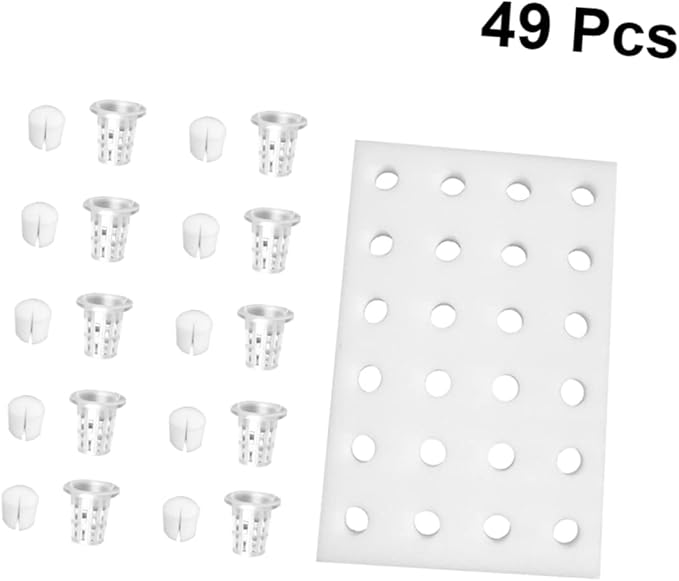 40mm Soil-Free Sponge Planting Tray for Hydroponics Floating Gardening Tray with Cylinder Cups and Plastic Net Baskets for Greenhouse Vegetable Cultivation