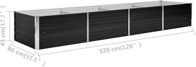 Garden Raised Bed Anthracite 126x31.5x17.7 Galvanized Steel Macetas para Plantas Plant Pots Outdoor Large Planter Pot Plant Pots Large for Gardening Porch Outdoor Plants
