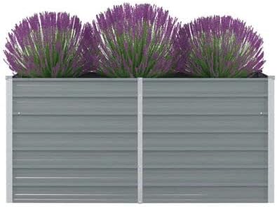 Raised Planter BoxPlants Elevated Garden BoxesElevated Vegetable Growing BedGrow Herbs and Vegetables OutdoorsRaised Garden Bed 63x31.5x30.3 Galvanised Steel Gray
