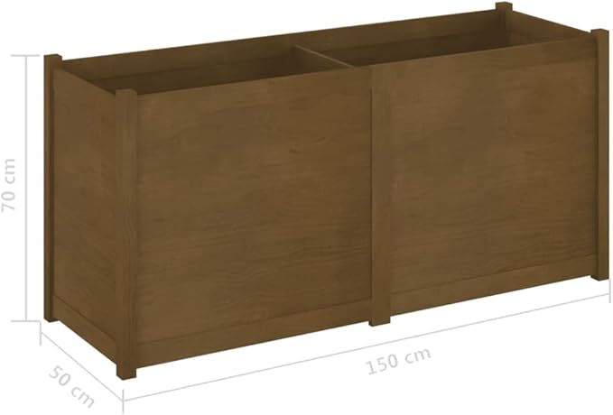 Wooden Garden Planter Box Raised Garden Bed Indoor Outdoor Planter Outdoor Wood Raised Garden Bed for Vegetables Flowers Herbs Honey Brown 59.1x19.7x27.6 Solid Wood Pine-212