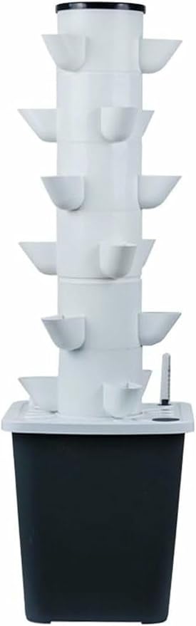 30 Pods Hydroponics Tower Garden 6-Story Garden Hydroponic Planting System Hydroponic Growing System Growing Kit for Herbs Fruits and Vegetables with Hydrating Pump-*