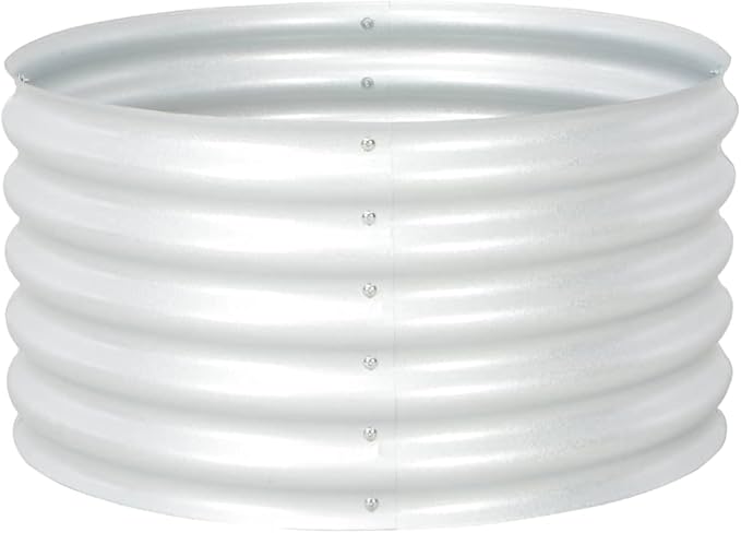 Garden Raised BedOutdoor Galvanized Planter Overhead Garden Box for VegetablesPlantsFlowersHerbsFruits Large Metal Raised Garden Beds 31.5x31.5x17.3 Galvanised Steel Silver