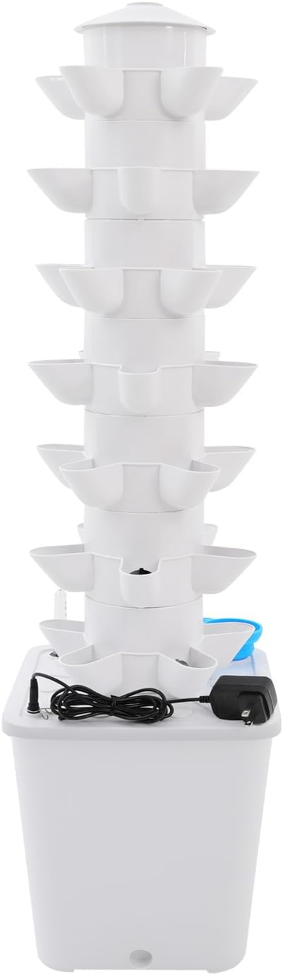 7-Tier Hydroponic Growing Tower 35 Plants Vertical Garden Kit with Water Pump &amp 2.64 Gal Water Tank Hydroponic Tower Growing System for Vegetables Strawberries Herbs Lettuce