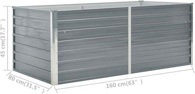 Raised Garden Bed 63x31.5x17.7 Galvanized Steel Gray Elevated Planter Box for Outdoor Patio Balcony Flower Vegetable Garden Raised Beds for Gardening