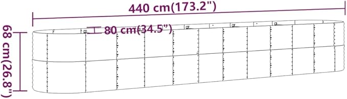 Garden Bed Large Oval Steel Raised Grey Powder-Coated for Balcony Patio Vegetables Flowers Welded Wire Retaining Walls Landscape Fencing