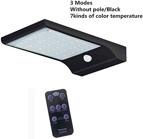 Landscape Lights Outdoors Solar Light 48 LEDs PIR Motion Sensor Solar Powered Lamps with Extension Rod for Garden Lighting Waterproof with Pole LED Street Lamp (Black Without Pole)