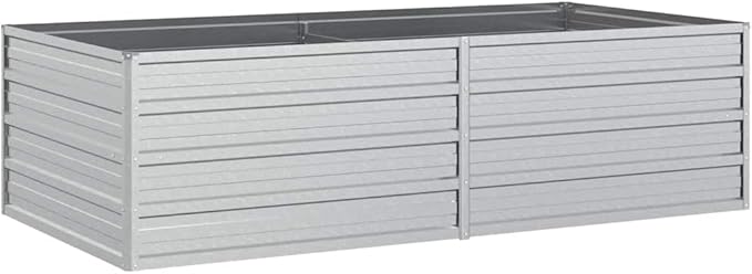 Garden Raised Bed Silver Galvanized Steel 63 Large Rectangular Outdoor Planter for Vegetables Herbs Flowers Durable Garden Beds