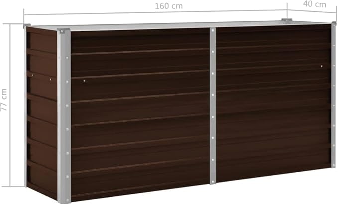 Garden Raised Planter Raised bedsGalvanized PlanterFlower BedTroughMetal PlanterRaised Garden BedBed Brown 63x15.7x30.3 Galvanized Steel