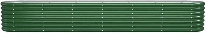 Oval Garden Raised Bed Green Powder-Coated Steel Large 102.4x102.4x14.2 Inch Durable Outdoor Planter for Vegetables Herbs Flowers