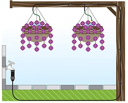 2-Pack Orbit 56311 Hanging Basket Drip Irrigation Drip Watering Kit with Flex MistersBlack