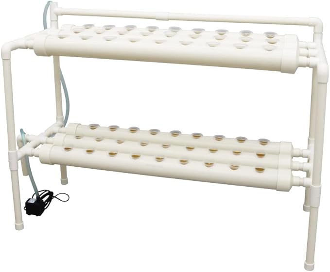 Wall-Mounted Hydroponic Grow Kit 54 Plant Sites Hydroponics Planting System 6 PVC Pipes Hydroponic Gardening Indoor System with 110V Water PumpPlanting SpongeHose
