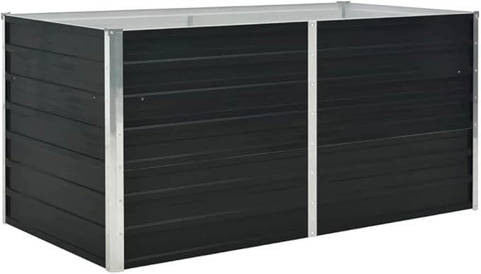 Raised Garden Bed Large Galvanized Steel Metal Box for Outdoor Flower Vegetable Plant - Anthracite 63x31.5x30.3 Planter for Gardening and Planting Beds