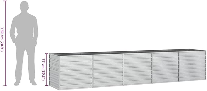 Garden Raised Bed Silver Galvanized Steel 157.5 x 31.5 x 30.3 in Gardening Pots &amp Planters 316900