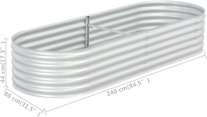 Raised Garden Bed Kit for Vegetables Flower Galvanized Metal Planter Boxs Large Garden Bed Metal Plant Stakes 94.5x31.5x17.3 Galvanized Steel Silver