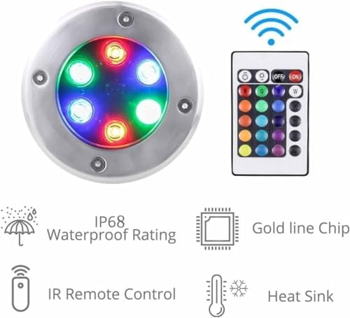 2pcs RGB LED Outdoor Spotlights IP68 Waterproof Garden Lights with Remote Control Color Changing Underwater Fountain &amp Ground Recessed Lighting 24W Landscape Lamps