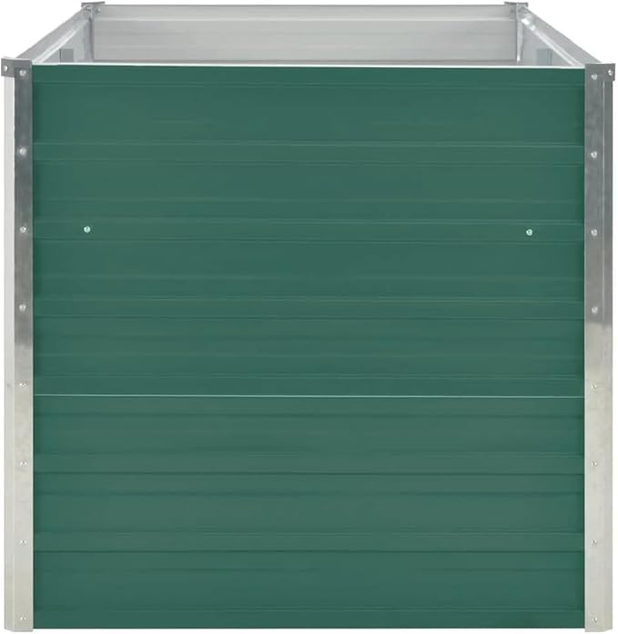 vidaXL Garden Raised Bed Galvanised Steel Rectangular Garden Planter for Flowers and Planters Raised Bed Weather-Resistant Green 63x31.5x30.3