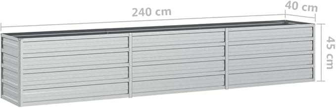 Garden Raised Bed 94.5x15.7x17.7 Galvanized Steel Silver7.28 KG316889