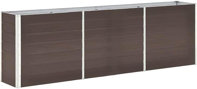 Garden Raised Bed Outdoor planters Garden Bed Planter Boxes Outdoor Suitable for Backyard Patios Flowers Restaurants Galvanized Steel 94.5x15.7x30.3 Brown