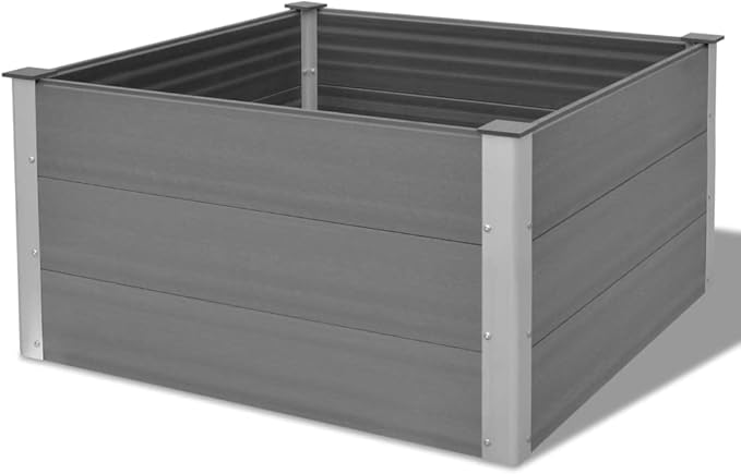 Garden Raised PlanterGarden BedGalvanized Raised Garden BedPlanter Raised bedsGalvanized PlanterBed WPC 39.4x39.4x21.3 Gray