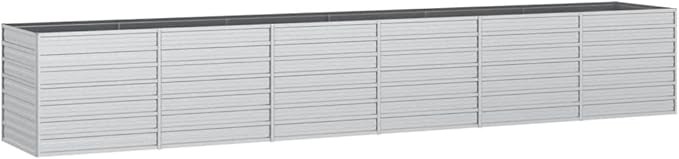 Garden Raised Bed 189x31.5x30.3 Galvanized Steel Silver