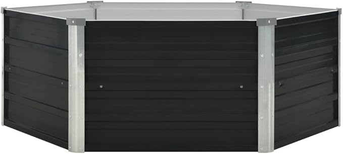 YAFF Hexagonal Raised Garden Bed – Durable Galvanized Steel 50.8x50.8x17.7 Anthracite Matte Finish for Outdoor Elegance Ideal for Flowers Veggies &amp Herbs on Patios
