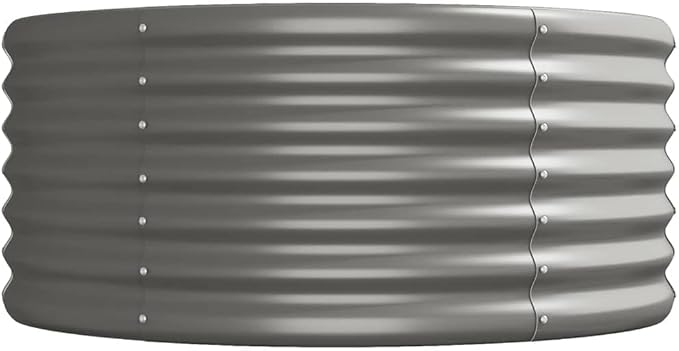 Grey Powder-Coated Steel Oval Garden Raised Bed 173.2x173.2x14.2in Extra Long Durable Planter Outdoor Elevated Garden Bed for Vegetables Herbs Flowers