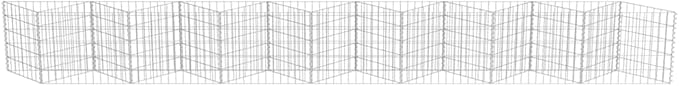 Galvanized Steel Gabion Wall Wall Basket Wire Fence Planter Cages Boxes Raised Bed Mesh Wire Wall Panel for Outdoor Landscape Lawn 177.2x11.8x19.7-623