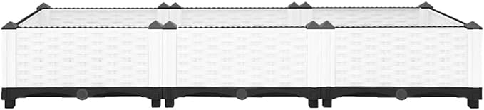 vidaXL Raised Bed Growing Box Container Outdoor Flower Plant Pot Garden Bed Planter for Vegetables Flowers Herbs 120x40x23 cm Polypropylene White