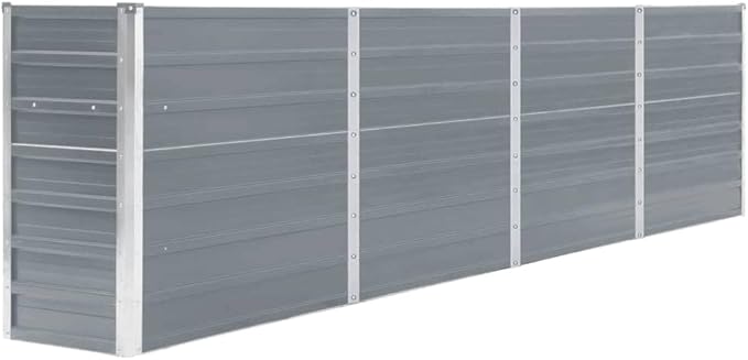 Raised Garden Bed 126x15.7x30.3 Galvanized Steel Gray Raised Planter Elevated Garden Box Outdoor Metal Planter for Vegetable Flower and Herb Garden with Safety Edge Fold