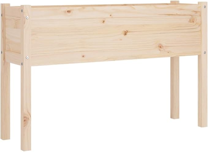 Growing Wooden Raised Planter Box with Legs Raised Garden Bed Wood Planter Box Stand for Backyard Patio Balcony Natural 43.3x12.2x27.6 Solid Wood Pine