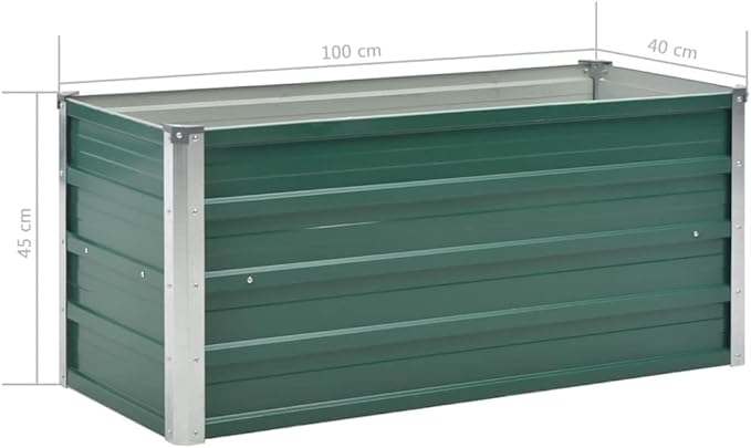 Garden Raised Bed Outdoor planters Planter Boxes Outdoor Garden Bed Suitable for Backyard Flowers Restaurants Patios Galvanized Steel 39.4x15.7x17.7 Green