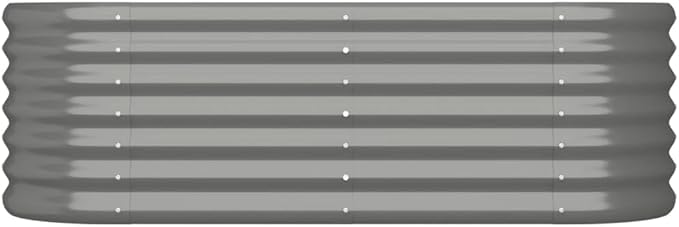 Garden Raised Bed Powder-Coated Steel Gray 44.9x15.7x14.2 Oval Planter Elevated Garden Bed for Vegetables Flowers and Herbs