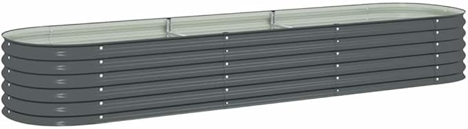 Metal Steel Garden Raised Bed for Gardening Metal Planter Box for Vegetables Fruits Flowers Easy Assembly 126x31.5x17.3 Gray -706
