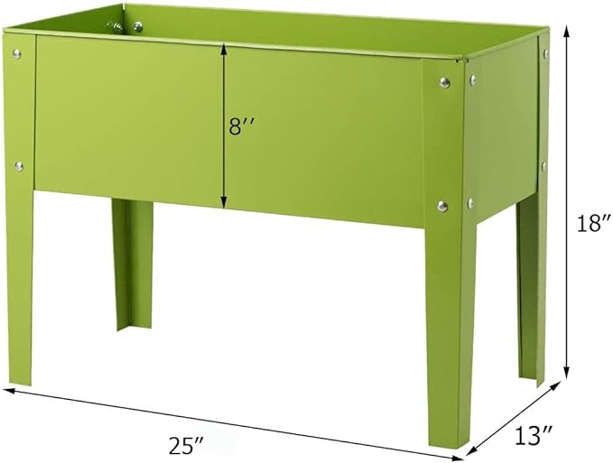 GRAFFY Raised Garden Bed Raised Planter Box with Legs Drainage Holes Planting Bed for Vegetable Flower Herb Planting Container for Grass Lawn Patio Backyard (25 x 13 x 18)