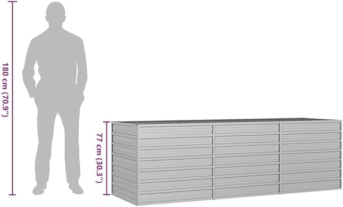SKM Garden Raised Bed Silver Galvanized Steel Large Garden Raised BedSilver (Weight 32.14KG)