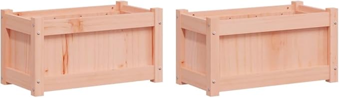 2-Pack Large Raised Garden Bed 23.6x23.6x12.2 Solid Douglas Fir Wood Planter Box Untreated Natural Brown Outdoor Patio Planter for Vegetables Flowers Herbs on Balcony Terrace Yard
