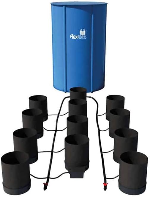 AutoPot 12 Pot GeoPot System with 5 Gallon Fabric Pots - Self-Watering Gravity-Fed Hydroponic System (12Pot with 60 gal Flexi Tank) Indoor Black